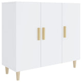 Buffet blanc brillant 90x34x80 cm bois d'ingénierie