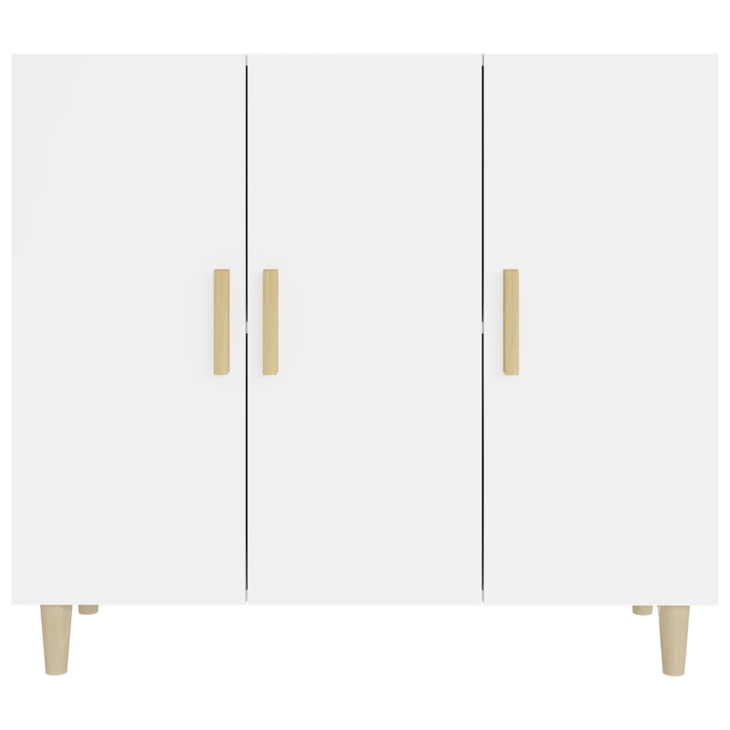 Buffet blanc brillant 90x34x80 cm bois d'ingénierie