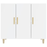 Buffet blanc brillant 90x34x80 cm bois d'ingénierie