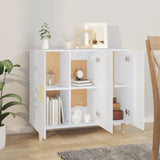 Buffet blanc brillant 90x34x80 cm bois d'ingénierie