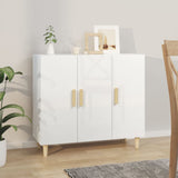 Buffet blanc brillant 90x34x80 cm bois d'ingénierie