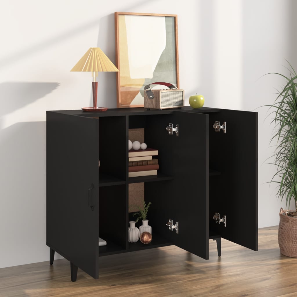 Schwarzes Sideboard 90x34x80 cm aus Holzwerkstoff