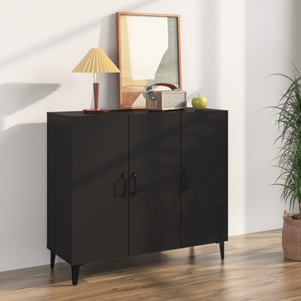 Schwarzes Sideboard 90x34x80 cm aus Holzwerkstoff