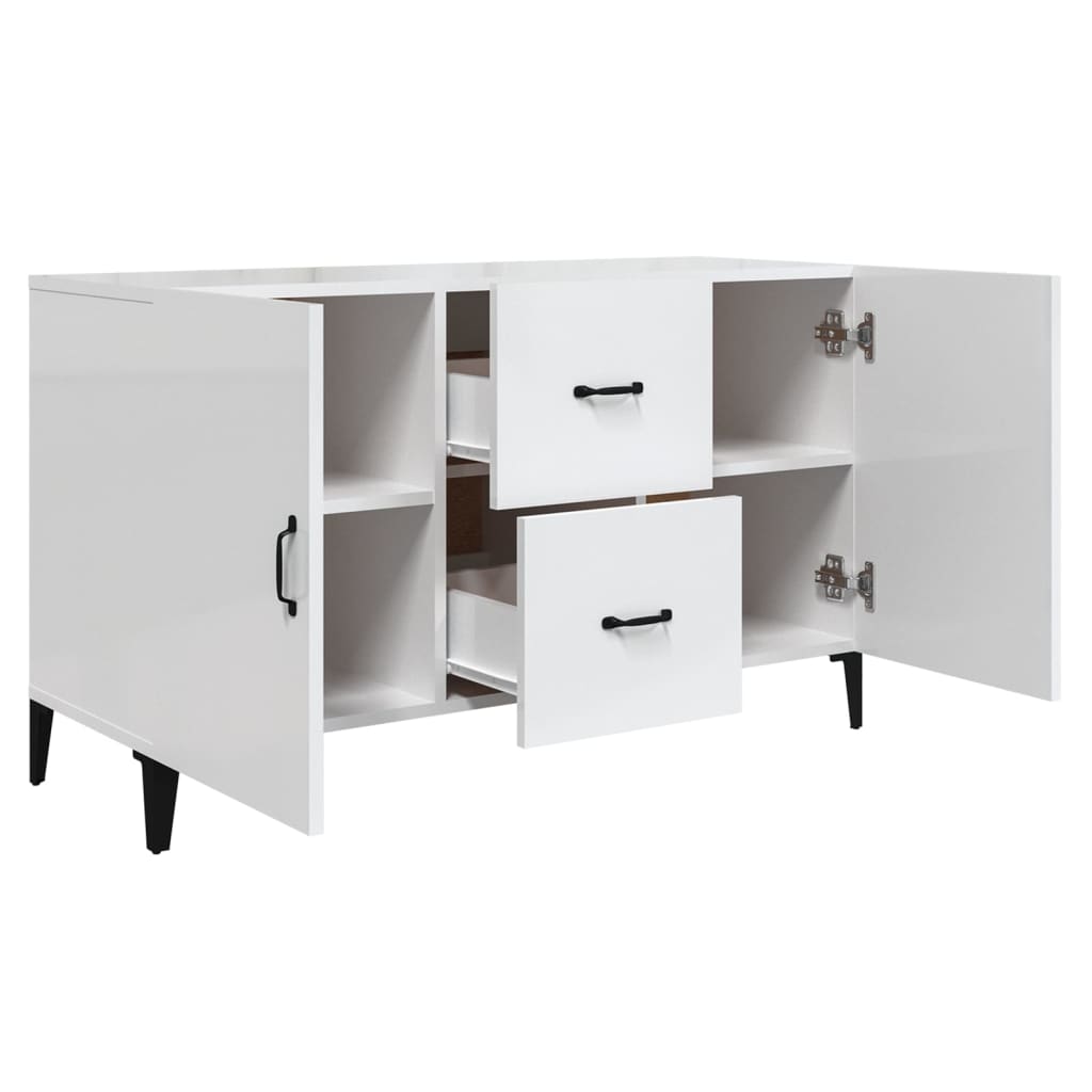 Buffet blanc brillant 100x36x60 cm bois d'ingénierie