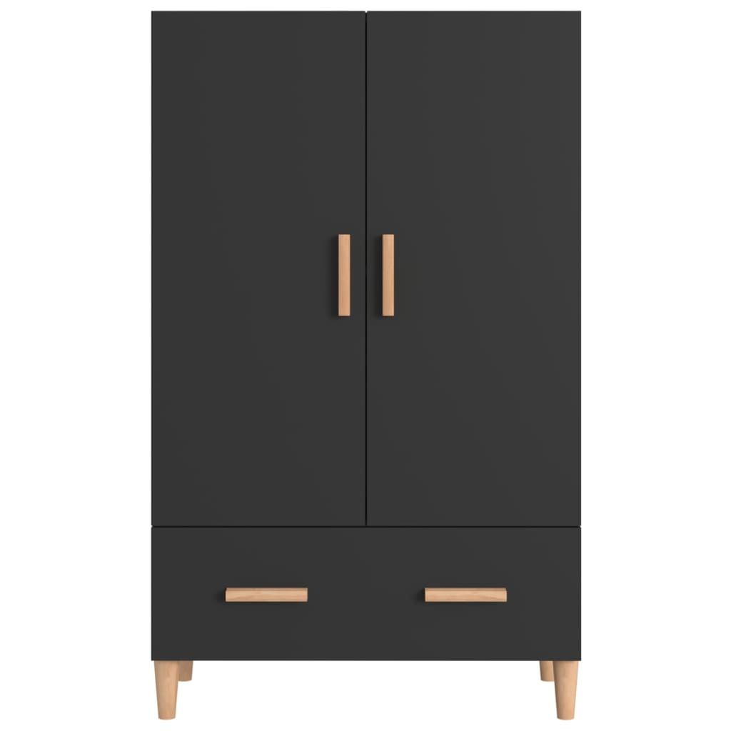 Buffet haut noir 70x31x115 cm bois d'ingénierie