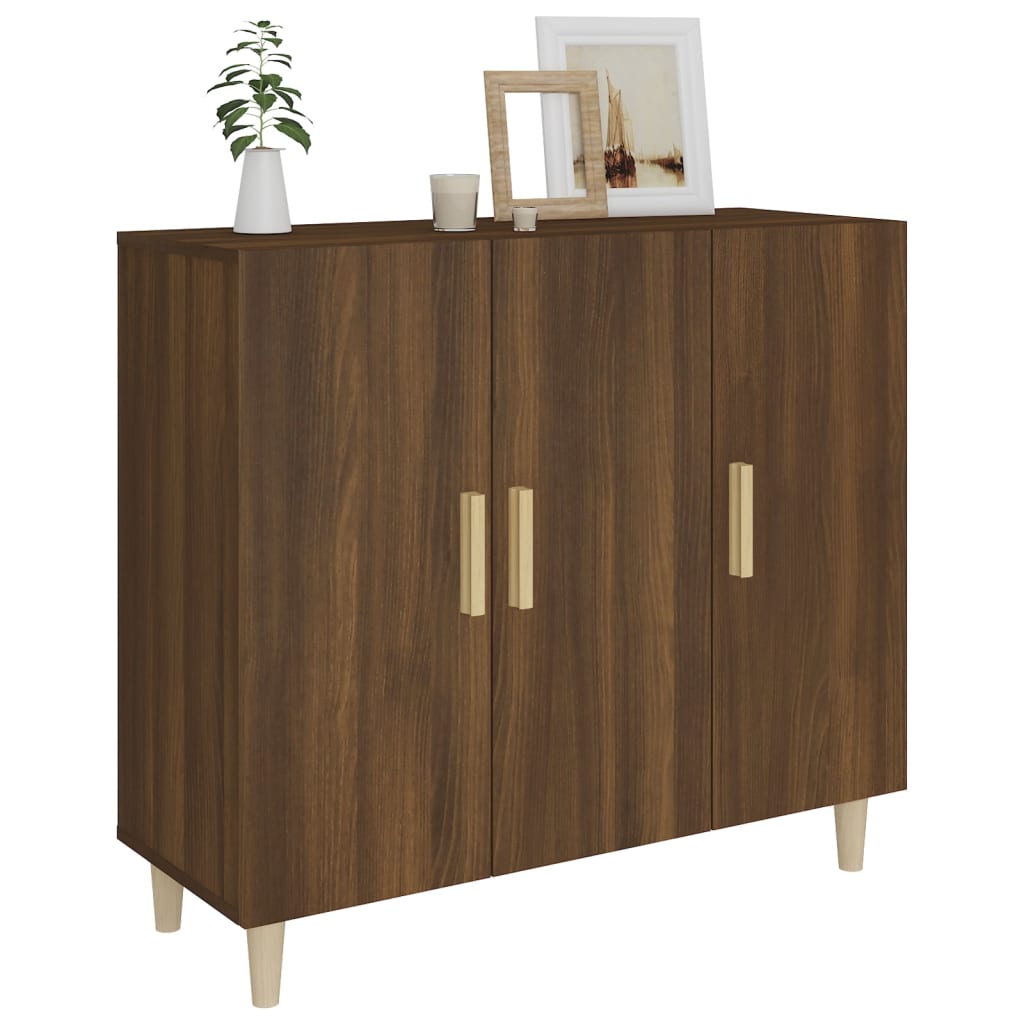 Brown oak sideboard 90x34x80 cm engineered wood