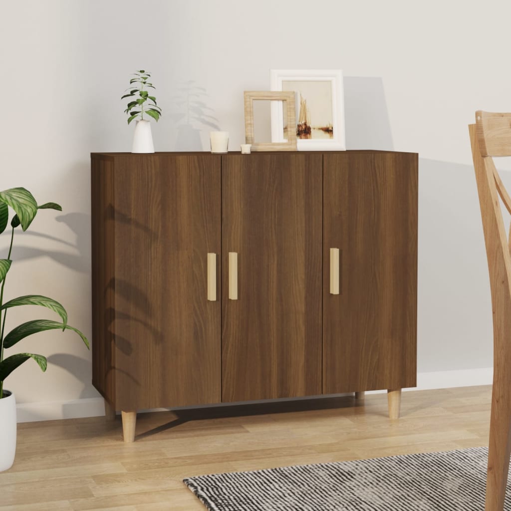 Brown oak sideboard 90x34x80 cm engineered wood