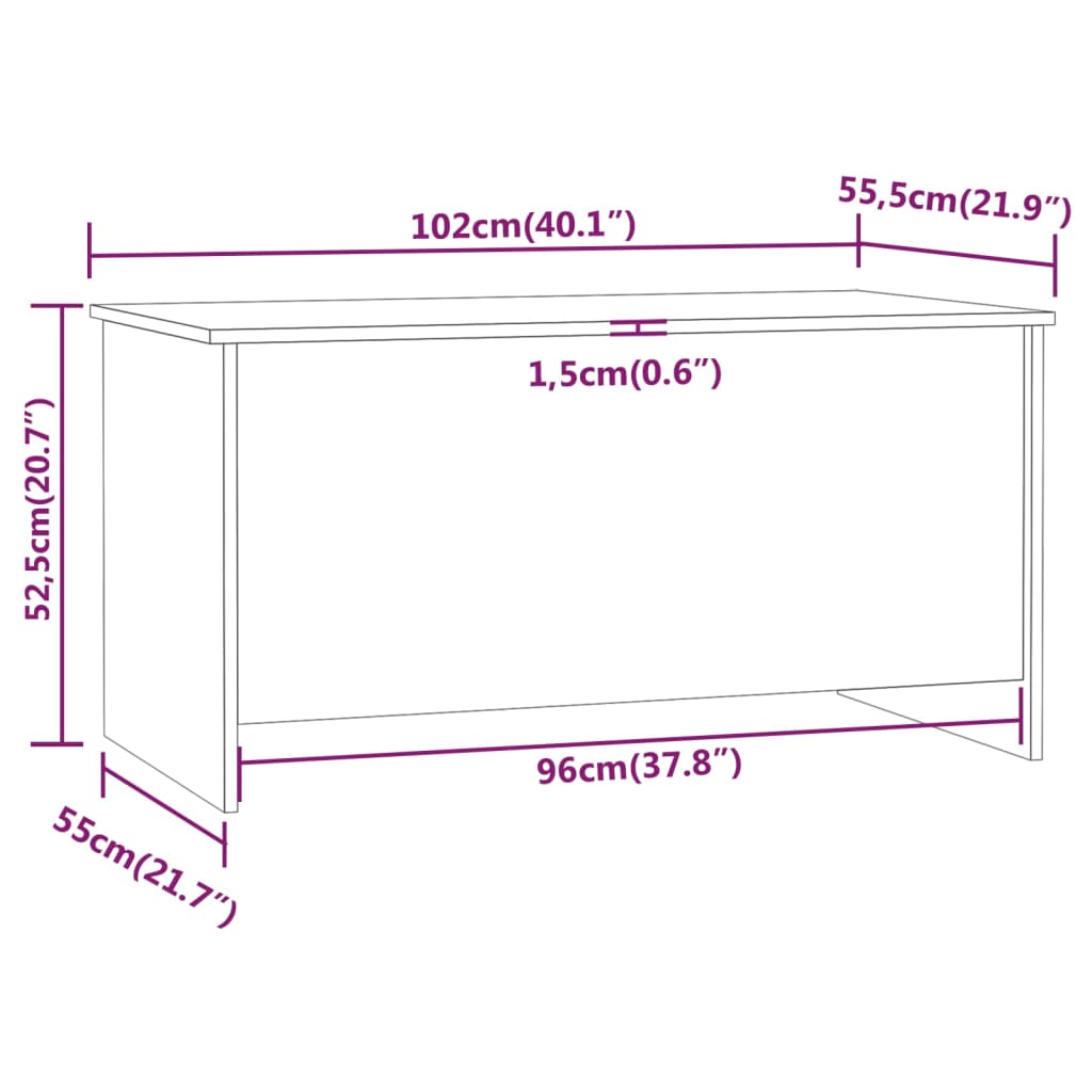 Table basse Chêne fumé 102x55,5x52,5 cm Bois d'ingénierie