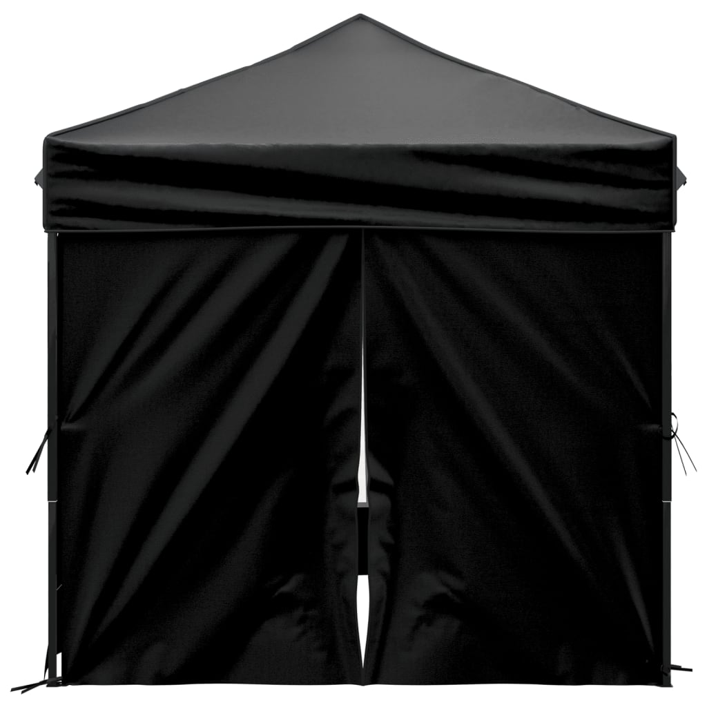 Tente de réception pliable avec parois Noir 2x2 m