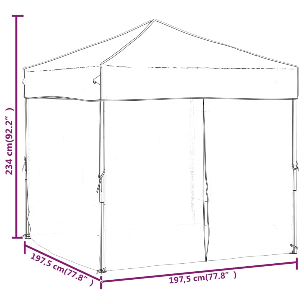 Tente de réception pliable avec parois Taupe 2x2 m