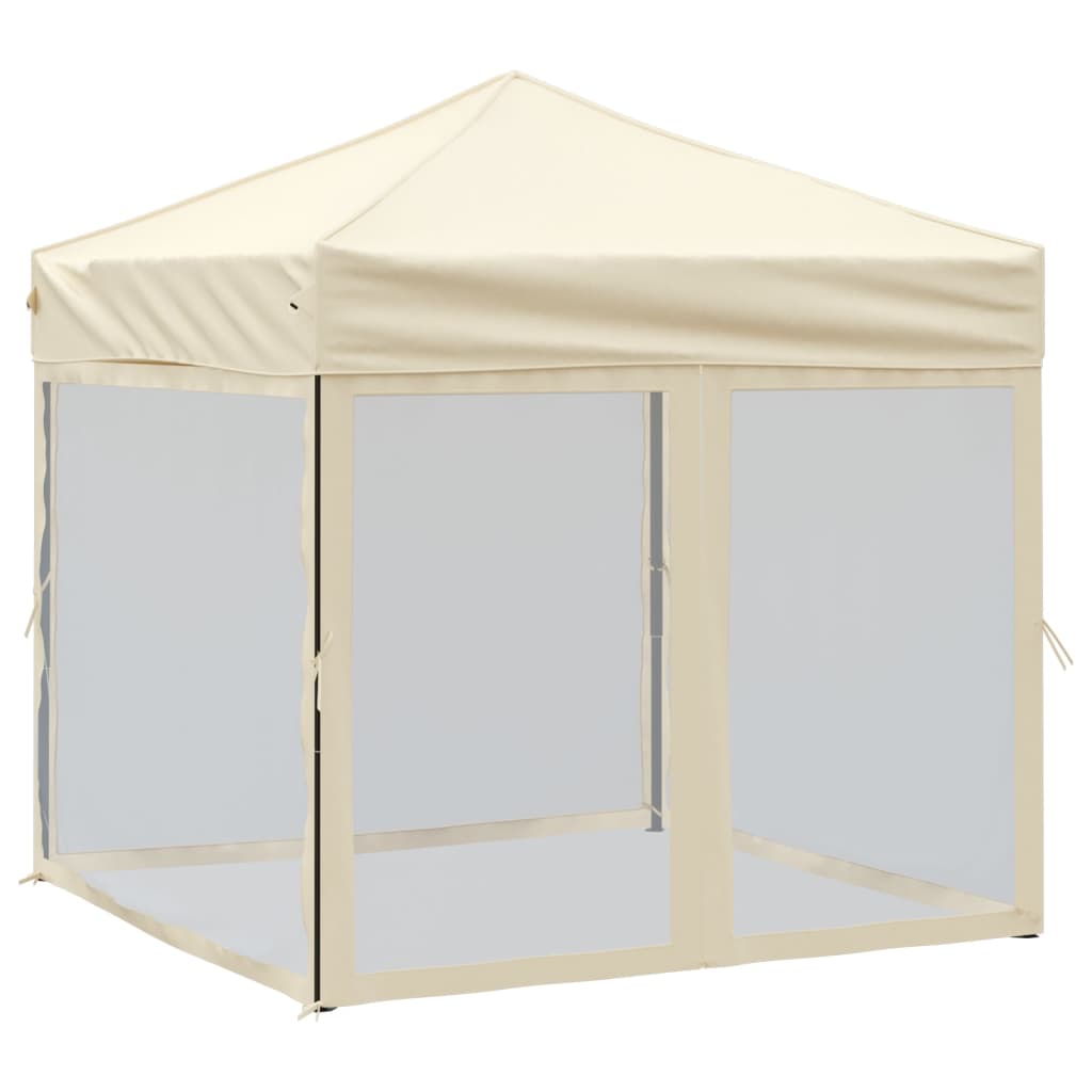 Folding party tent with walls Cream 2x2 m