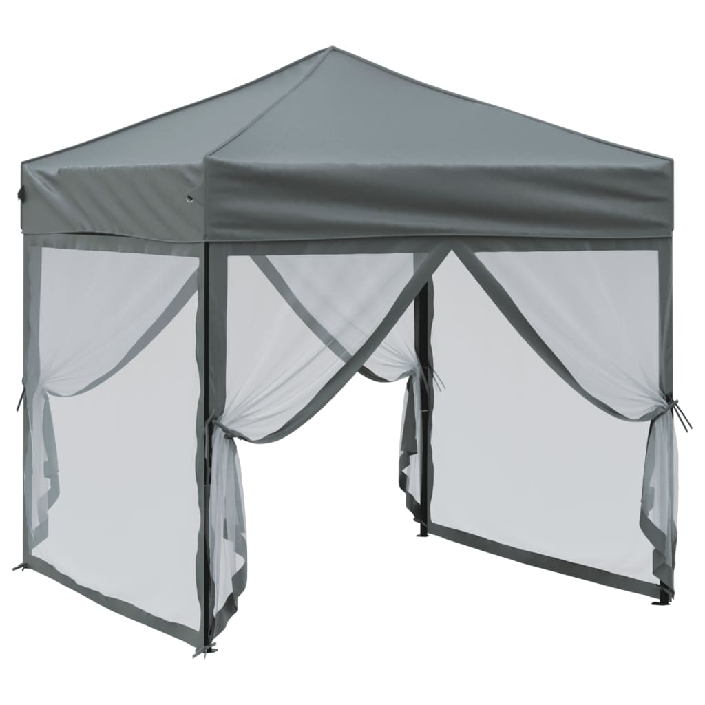 Folding reception tent with walls Anthracite 2x2 m