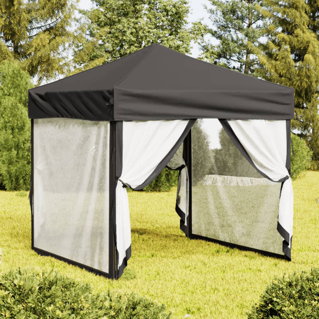 Folding reception tent with walls Anthracite 2x2 m