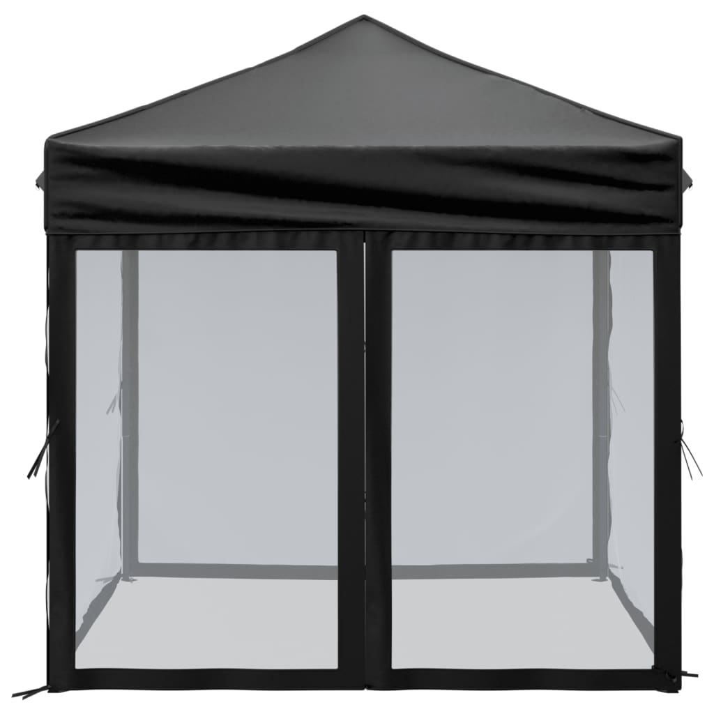 Tente de réception pliable avec parois Noir 2x2 m