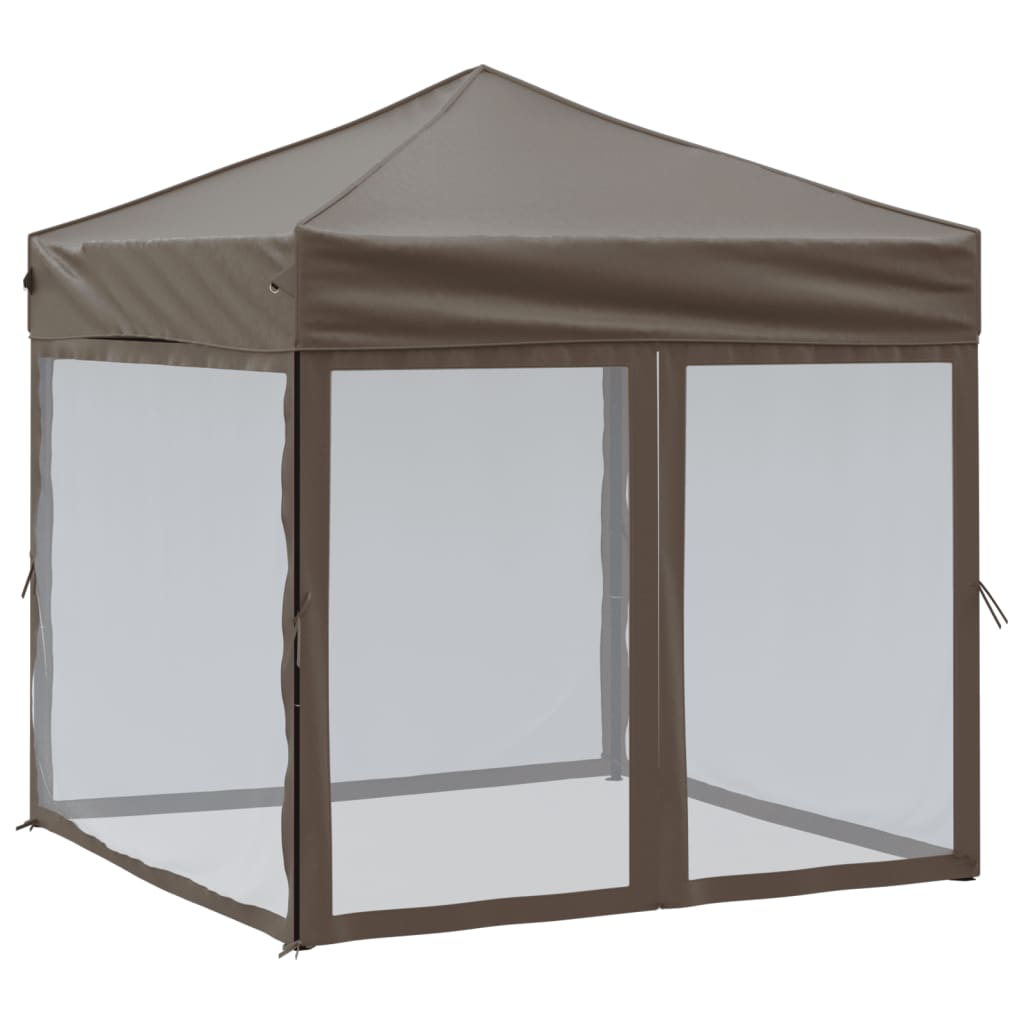 Tente de réception pliable avec parois Taupe 2x2 m