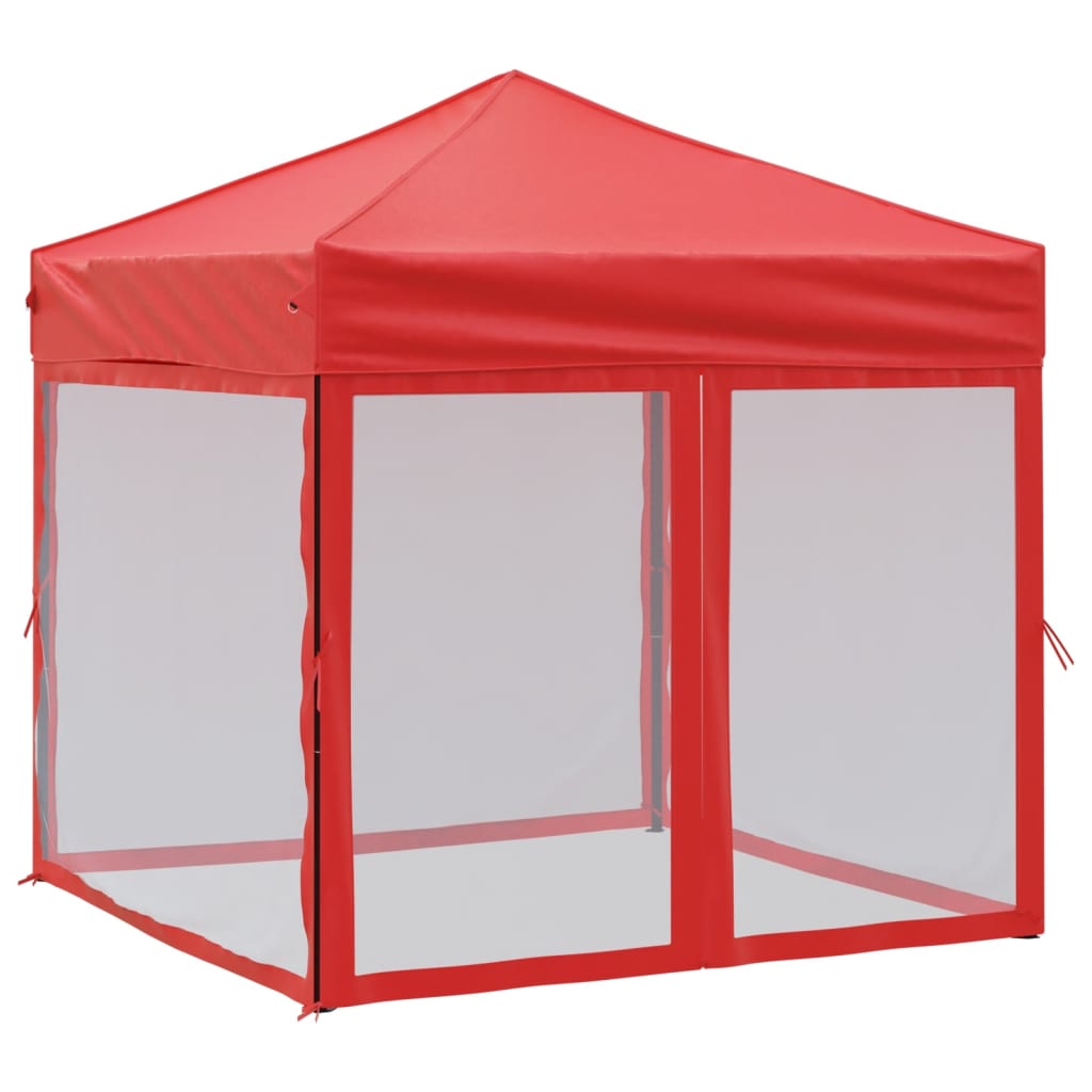 Tente de réception pliable avec parois Rouge 2x2 m