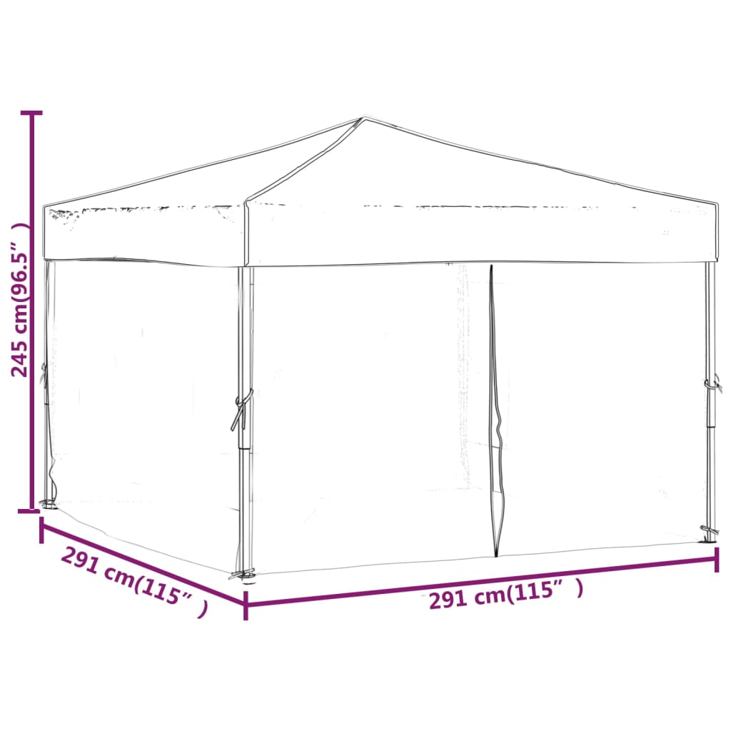 Tente de réception pliable avec parois Bleu 3x3 m