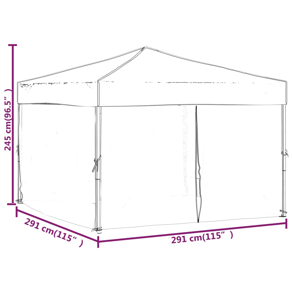 Tente de réception pliable avec parois Crème 3x3 m