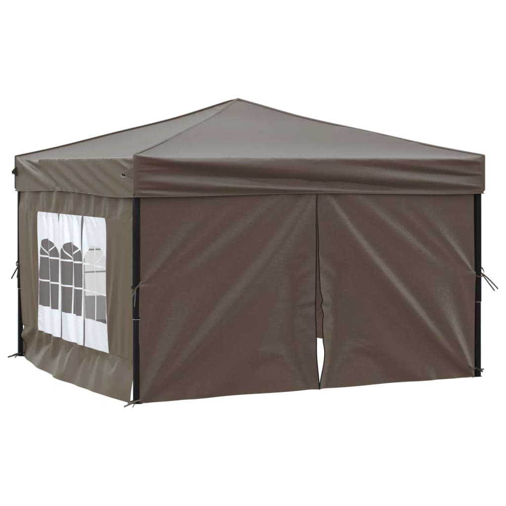 Tente de réception pliable avec parois Taupe 3x3 m