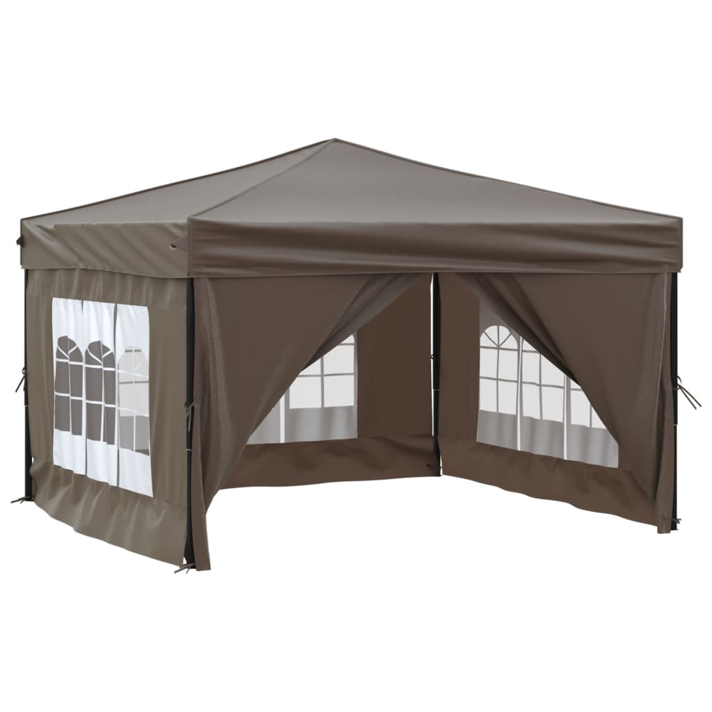 Tente de réception pliable avec parois Taupe 3x3 m