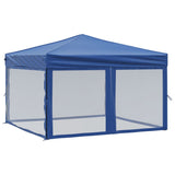 Tente de réception pliable avec parois Bleu 3x3 m