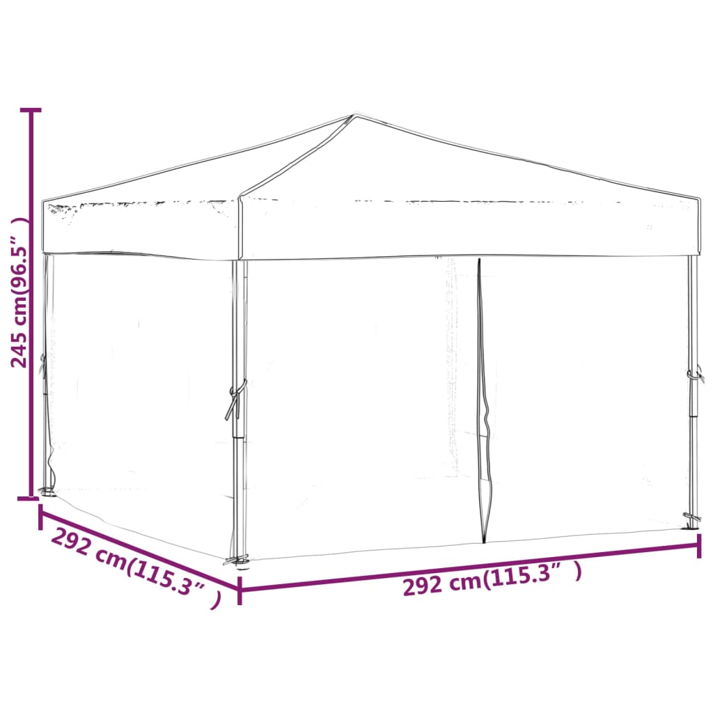 Tente de réception pliable avec parois Bleu 3x3 m