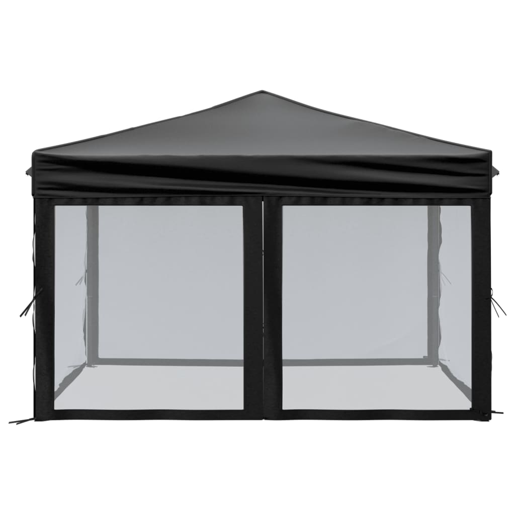 Tente de réception pliable avec parois Noir 3x3 m