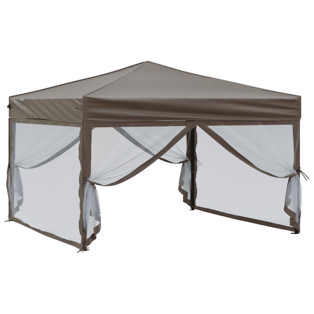 Tente de réception pliable avec parois Taupe 3x3 m