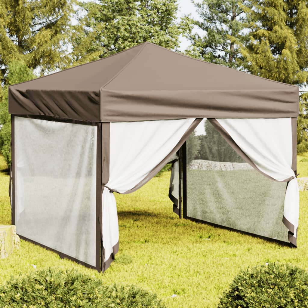 Tente de réception pliable avec parois Taupe 3x3 m