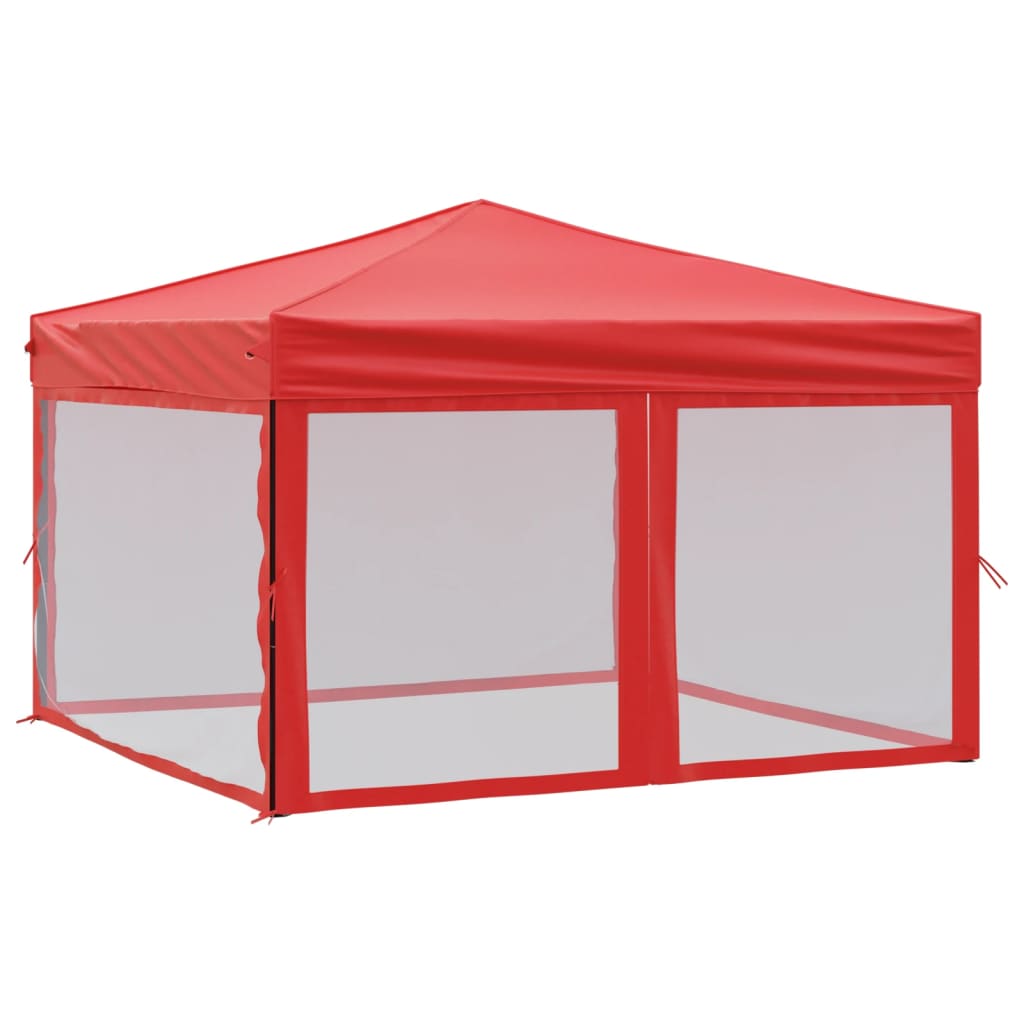 Tente de réception pliable avec parois Rouge 3x3 m