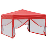 Tente de réception pliable avec parois Rouge 3x3 m