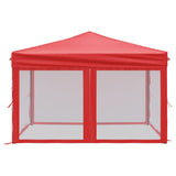 Tente de réception pliable avec parois Rouge 3x3 m