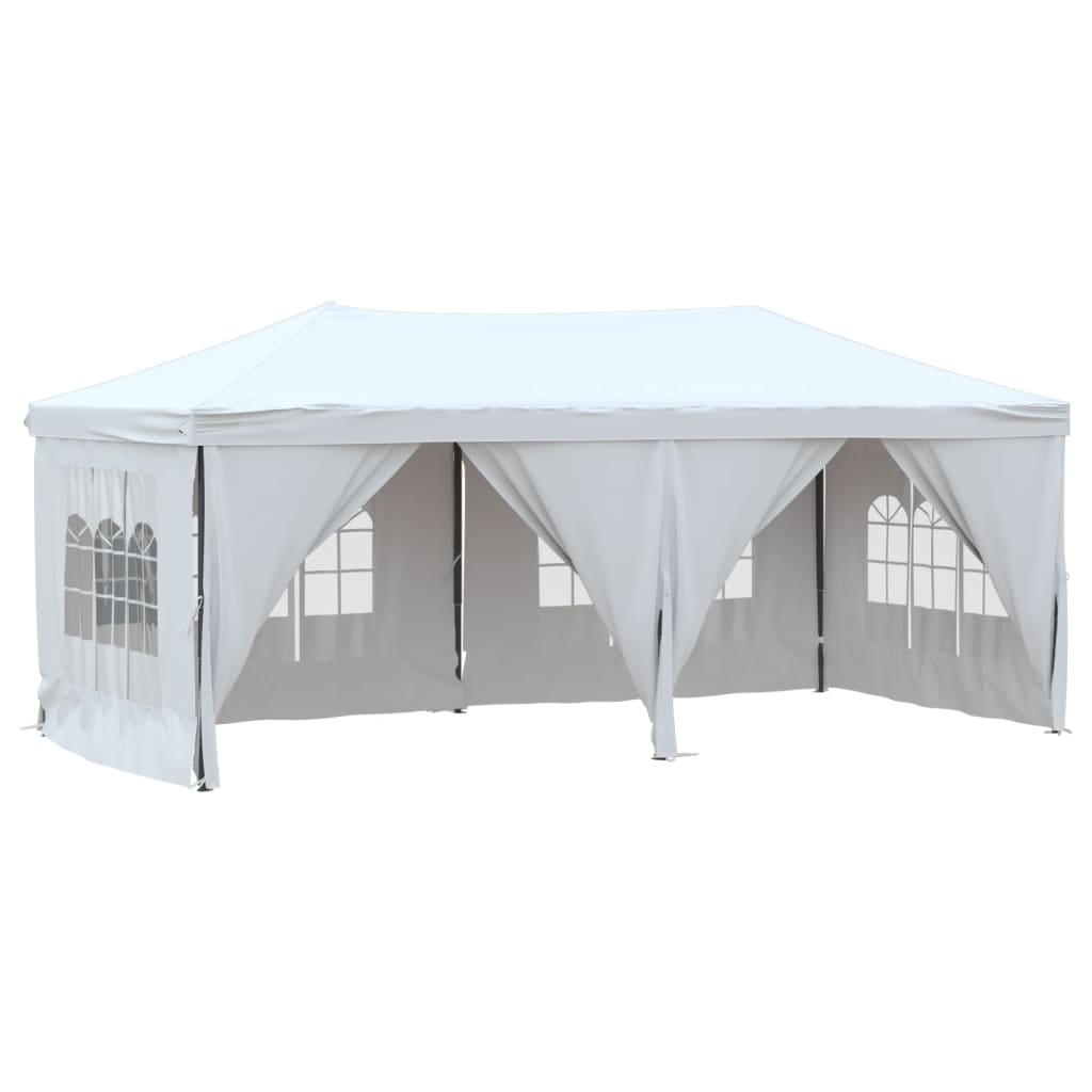 Tente de réception pliable avec parois Blanc 3x6 m