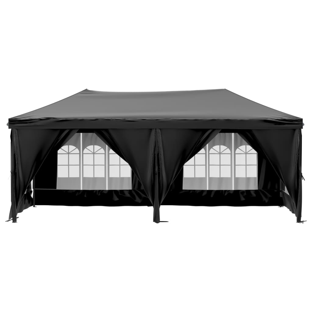 Tente de réception pliable avec parois Noir 3x6 m