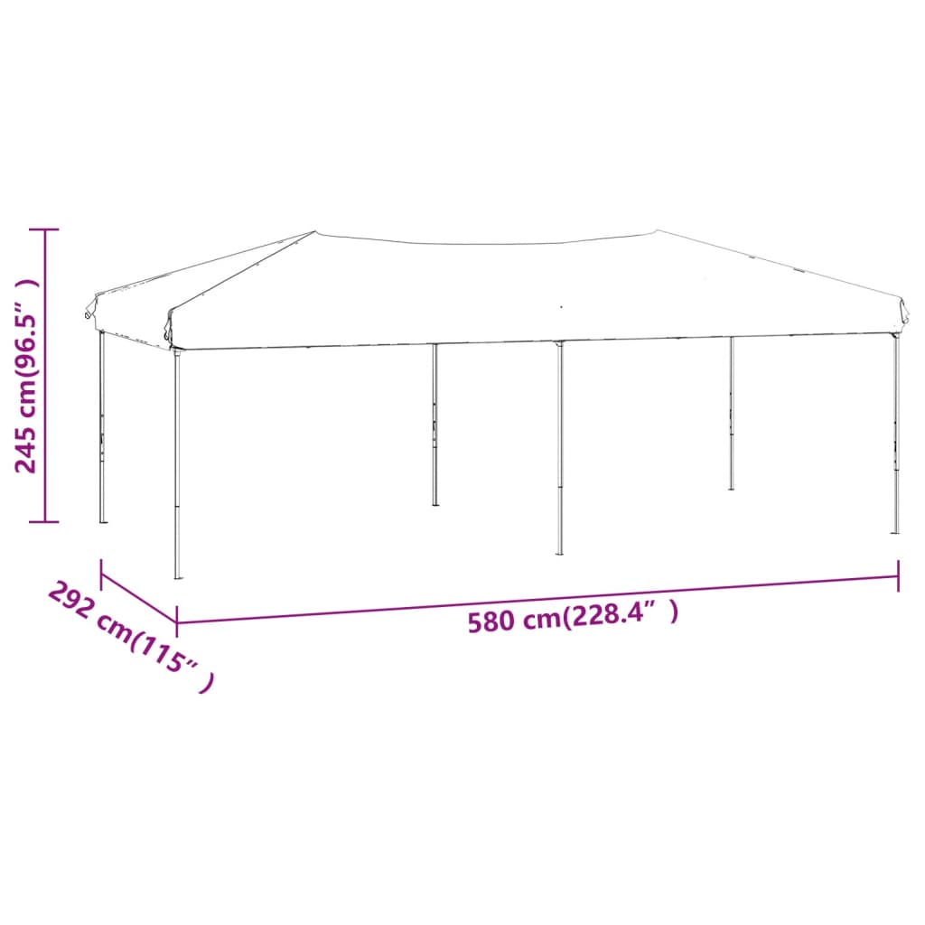 Folding reception tent with walls Black 3x6 m