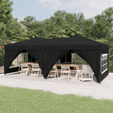 Tente de réception pliable avec parois Noir 3x6 m