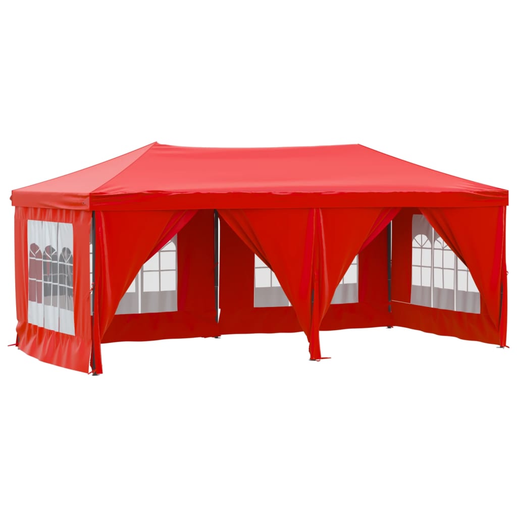 Tente de réception pliable avec parois Rouge 3x6 m