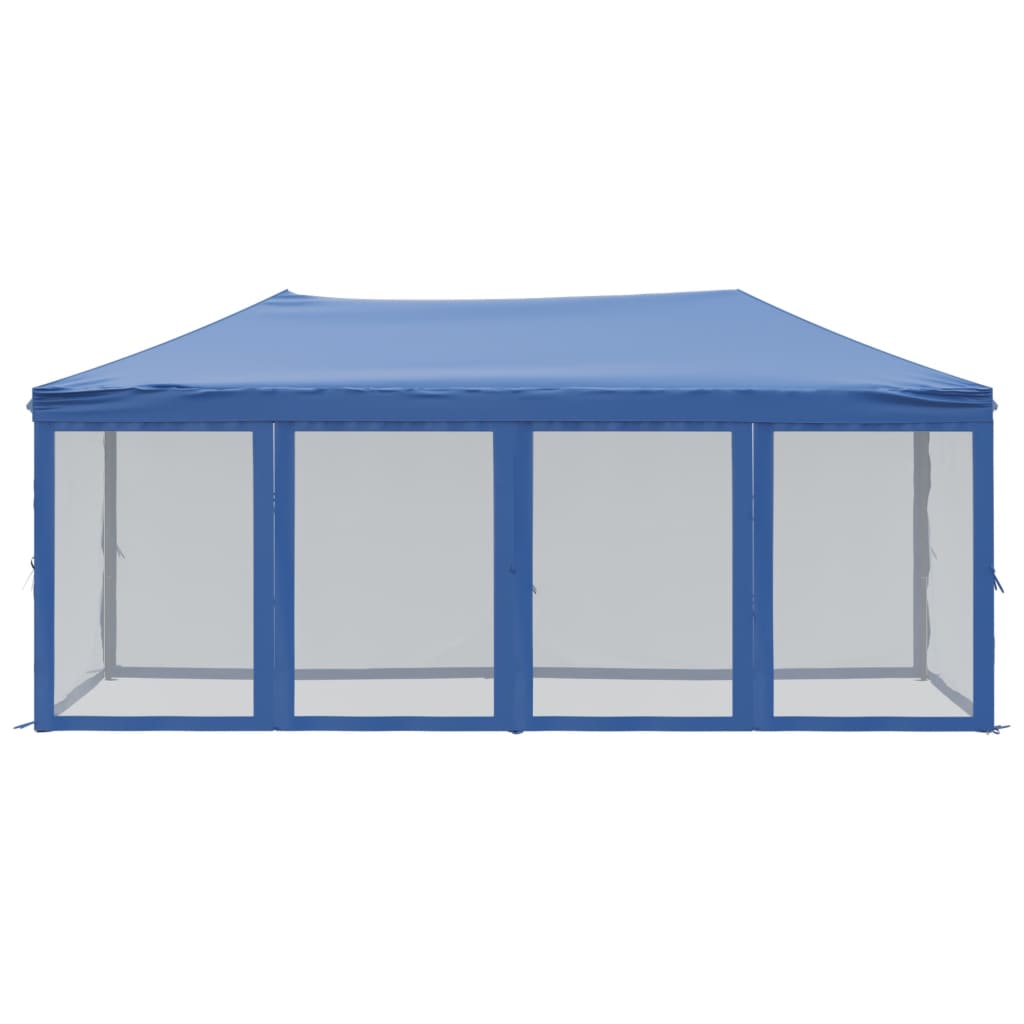 Tente de réception pliable avec parois Bleu 3x6 m