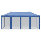 Tente de réception pliable avec parois Bleu 3x6 m