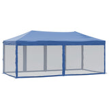 Tente de réception pliable avec parois Bleu 3x6 m