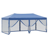 Tente de réception pliable avec parois Bleu 3x6 m