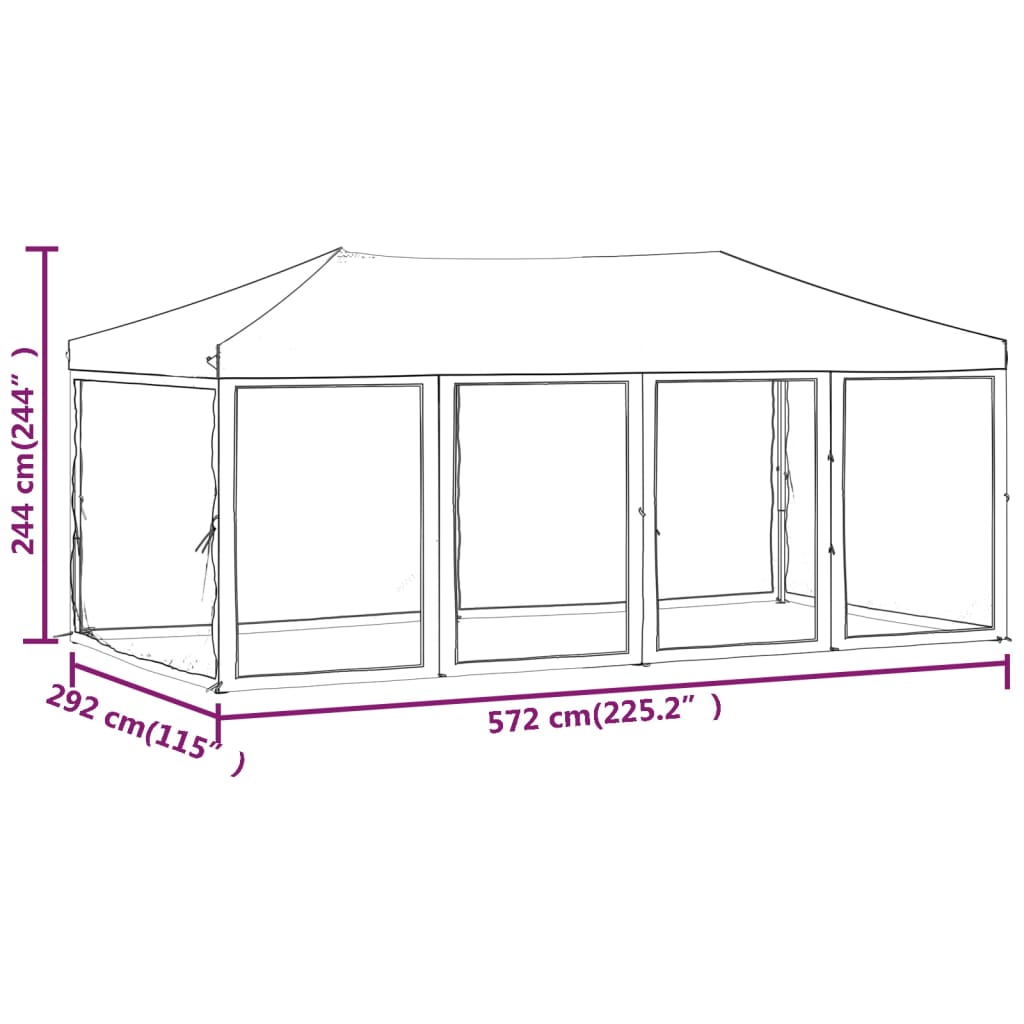 Tente de réception pliable avec parois Bleu 3x6 m