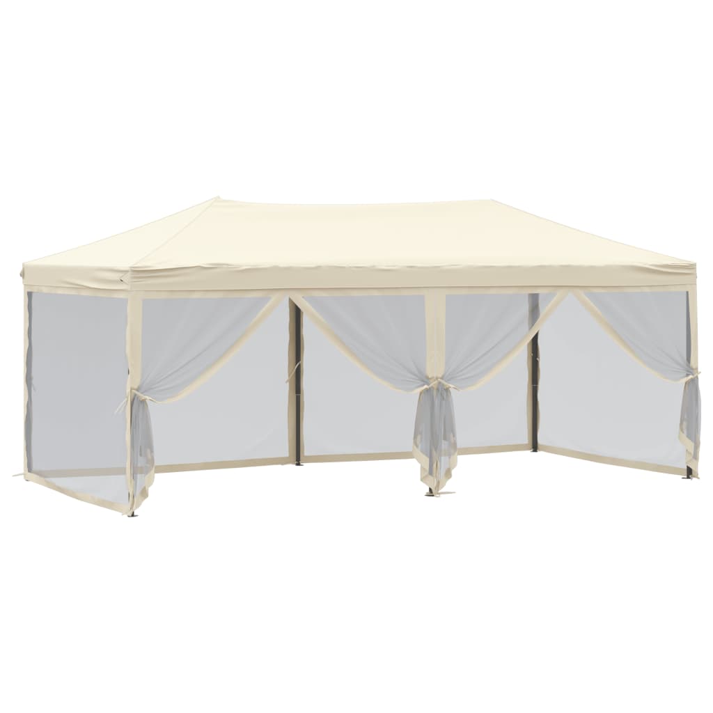 Tente de réception pliable avec parois Crème 3x6 m