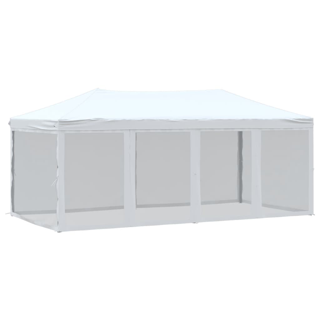 Tente de réception pliable avec parois Blanc 3x6 m