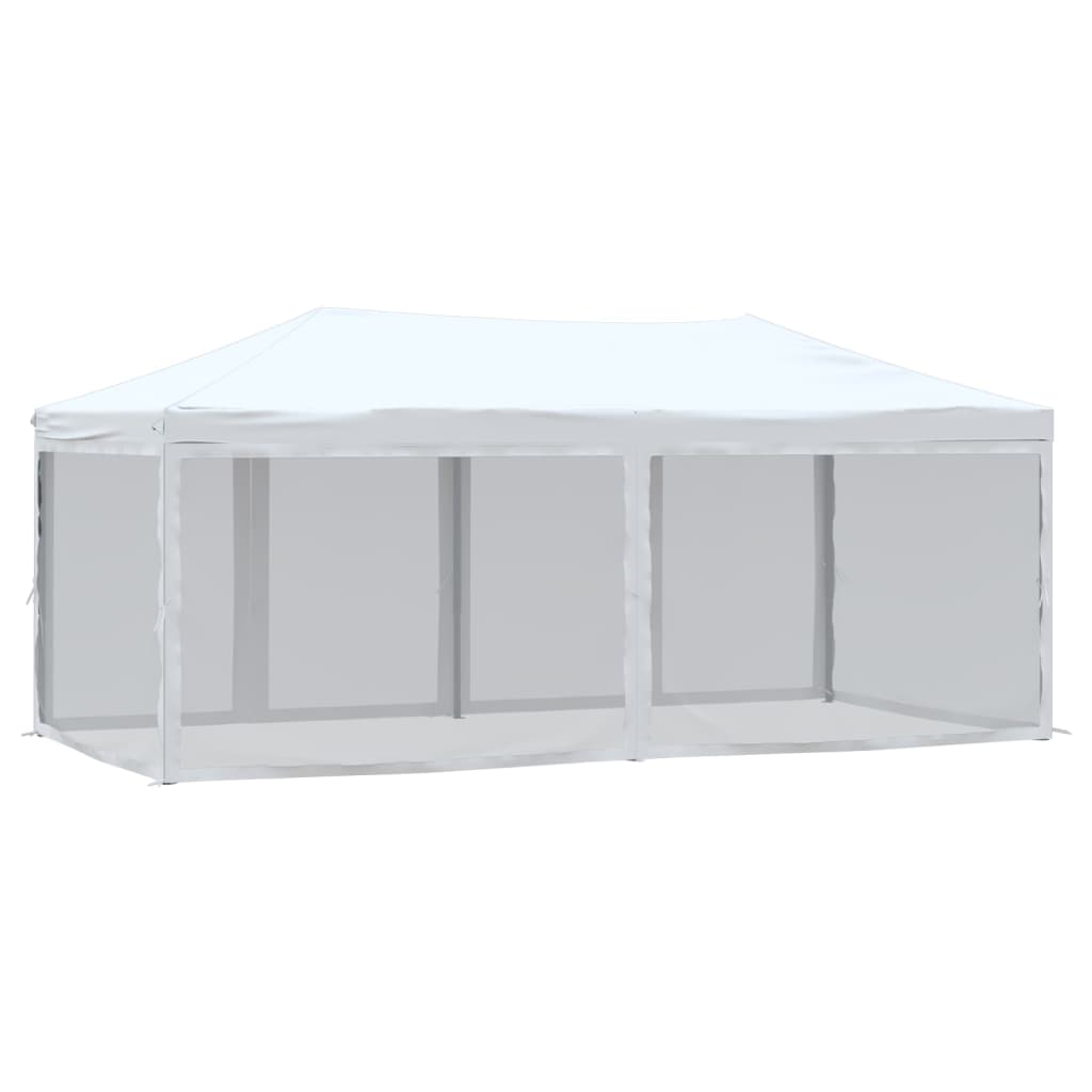 Tente de réception pliable avec parois Blanc 3x6 m