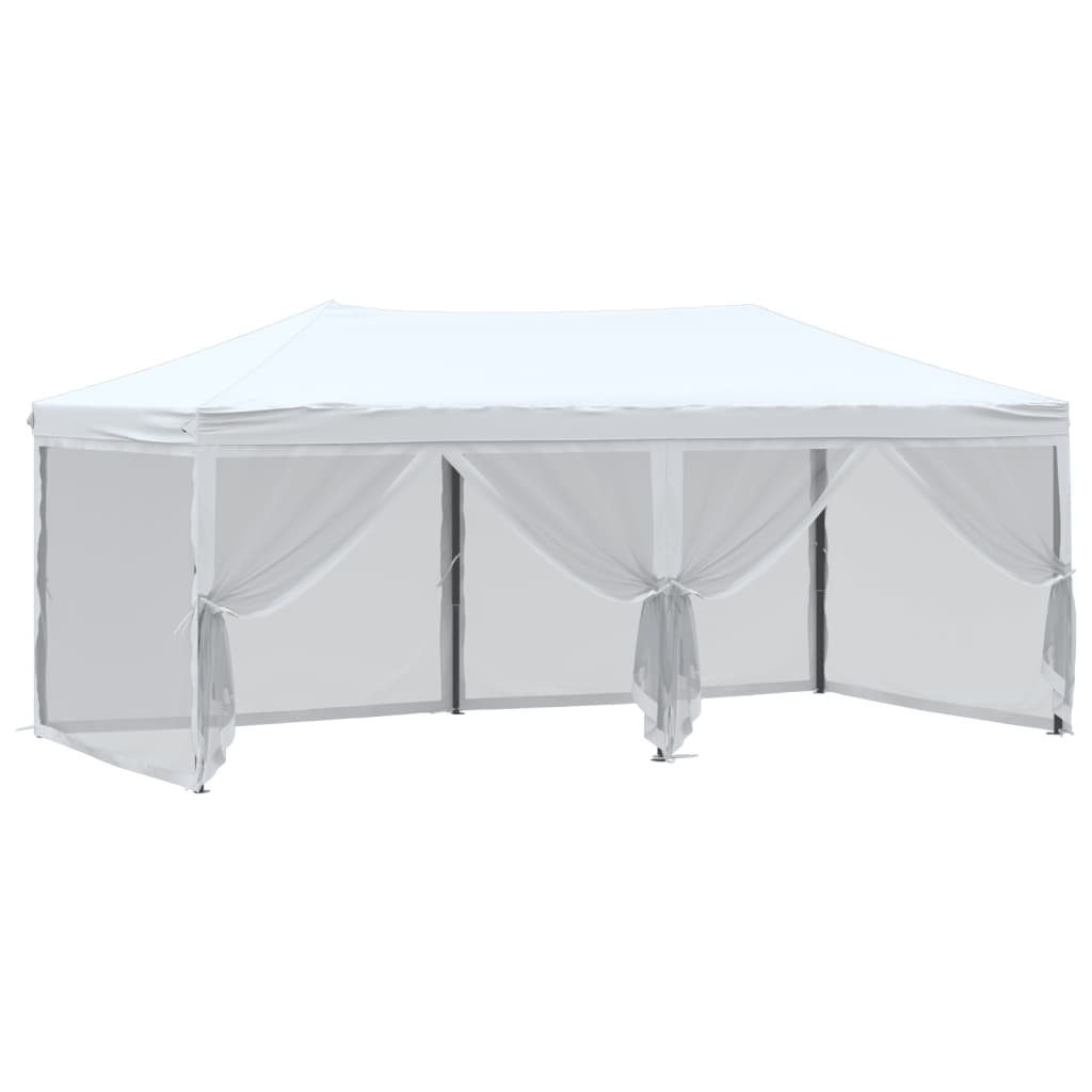 Tente de réception pliable avec parois Blanc 3x6 m