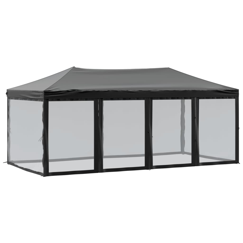 Tente de réception pliable avec parois Noir 3x6 m