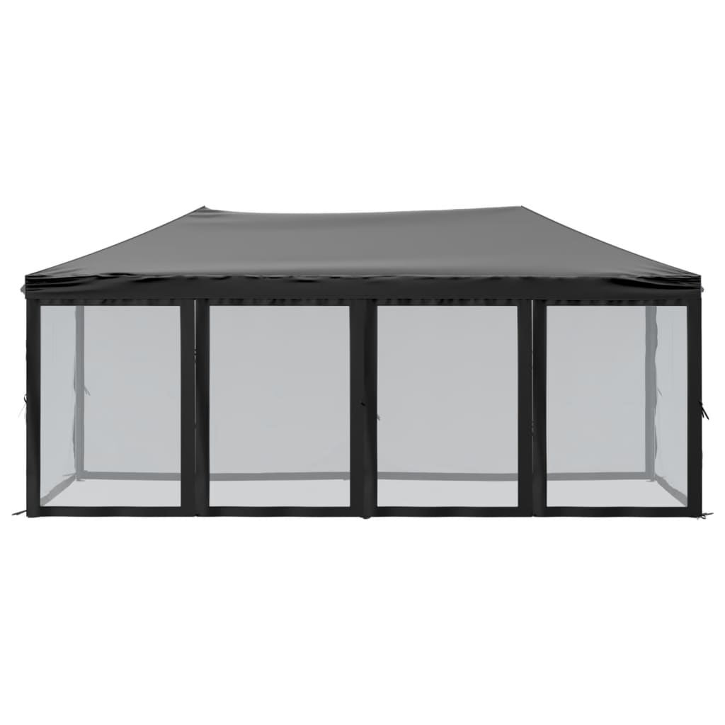 Tente de réception pliable avec parois Noir 3x6 m