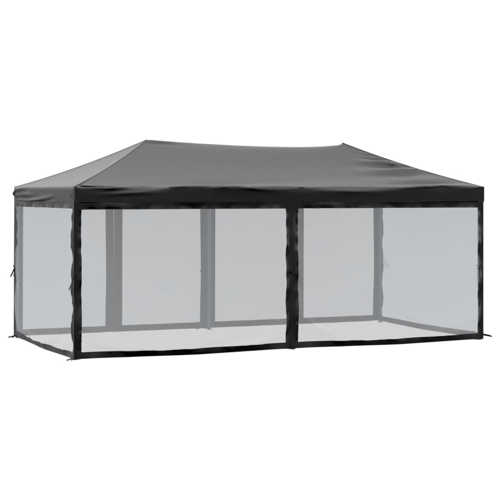 Tente de réception pliable avec parois Noir 3x6 m