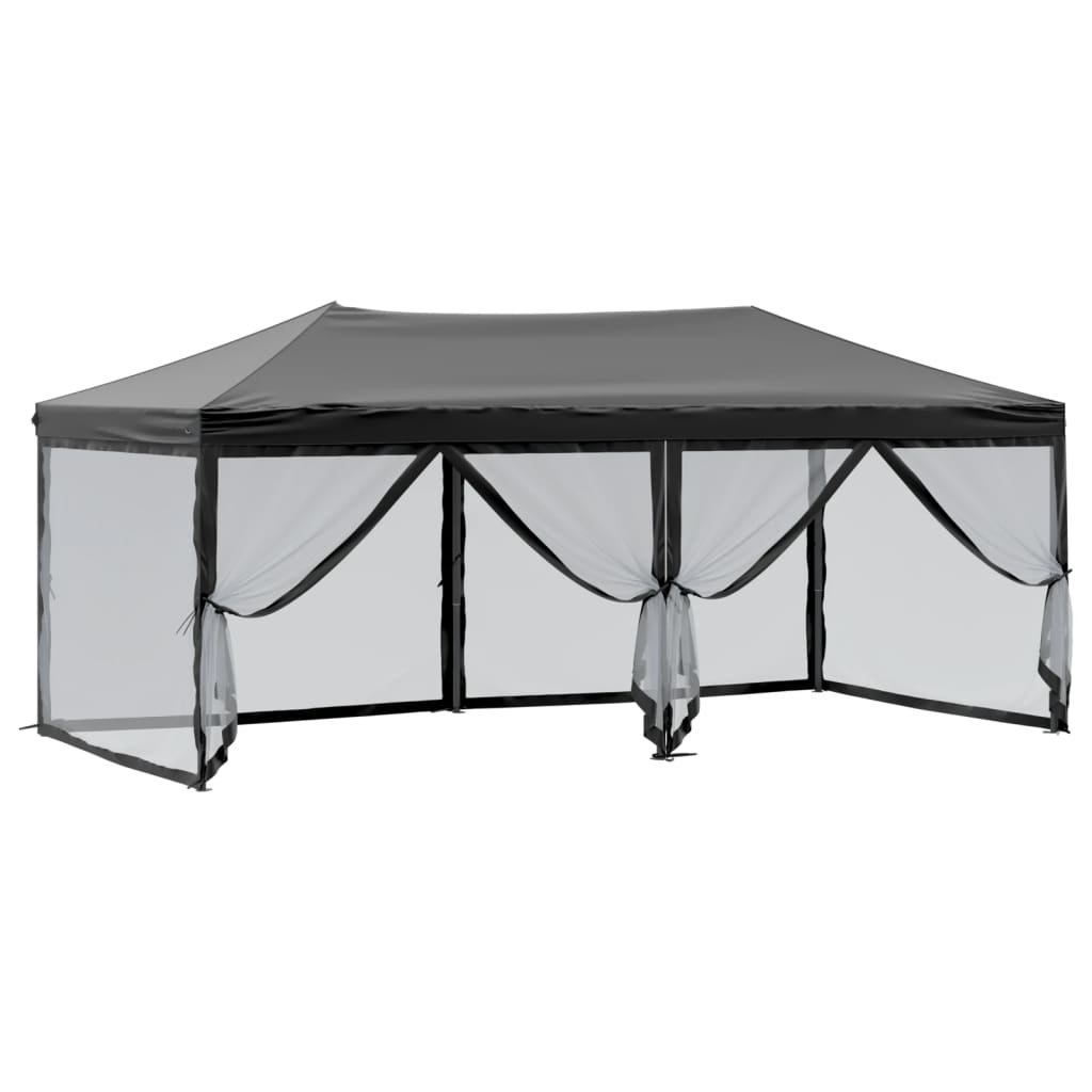 Tente de réception pliable avec parois Noir 3x6 m